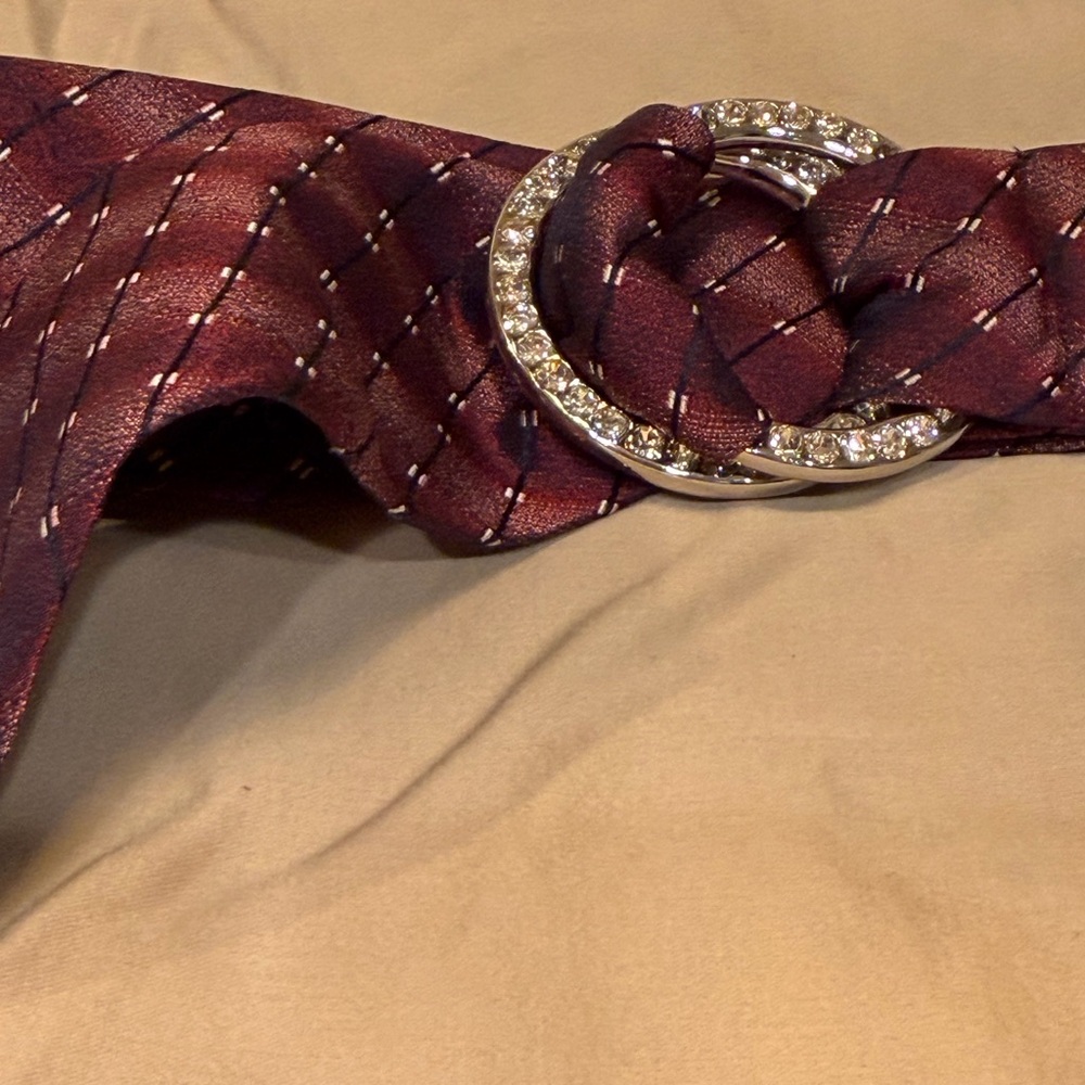Vintage‎ Express Elegant Burgundy Purple Tie PutokeBelt with Rhinestone Buckle